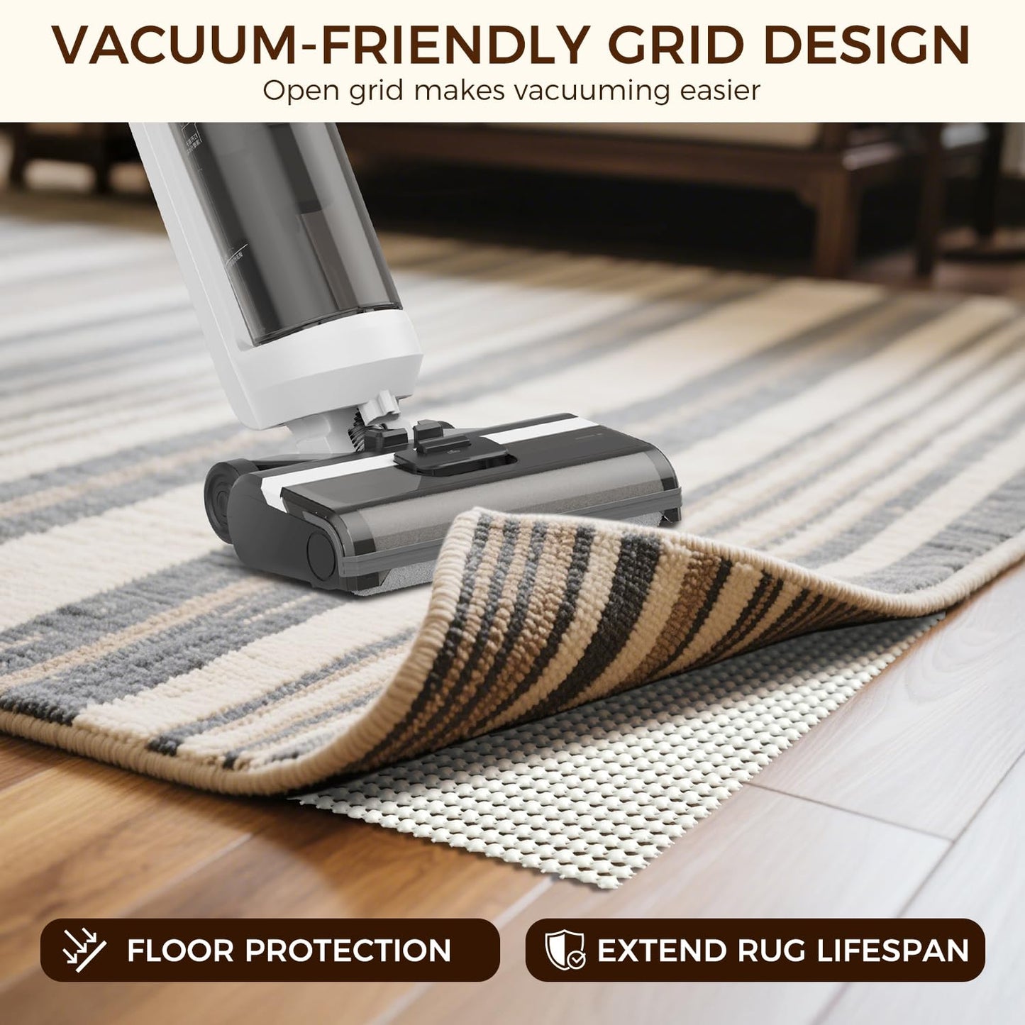 BAGAIL BASICS 8 x 10 FT Rug Pad Gripper for Hardwood Floors, Non Slip Rug Pads for Area Rugs, Extra Thick Under Rug Padding, Protect Your Rugs & Floors