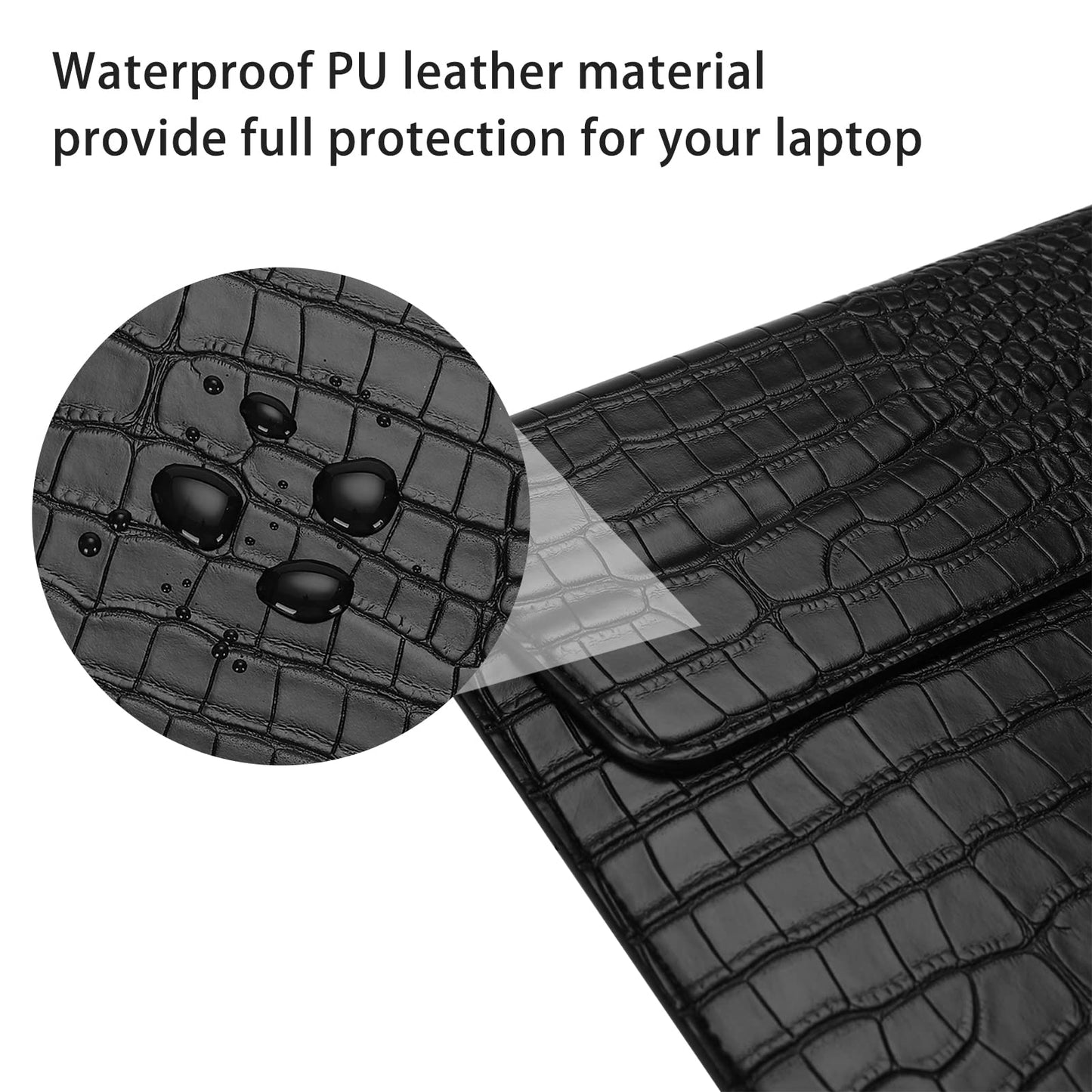 MOSISO Laptop Case 13 inch, 13 inch Laptop Sleeve Compatible with MacBook Neo 13 A18 Pro A3404 Air M4 M3 M2 M1 2026-2018 / Pro M2 M1 2026-2016, Crocodile Grain PU Leather Flap Case Bag, Black