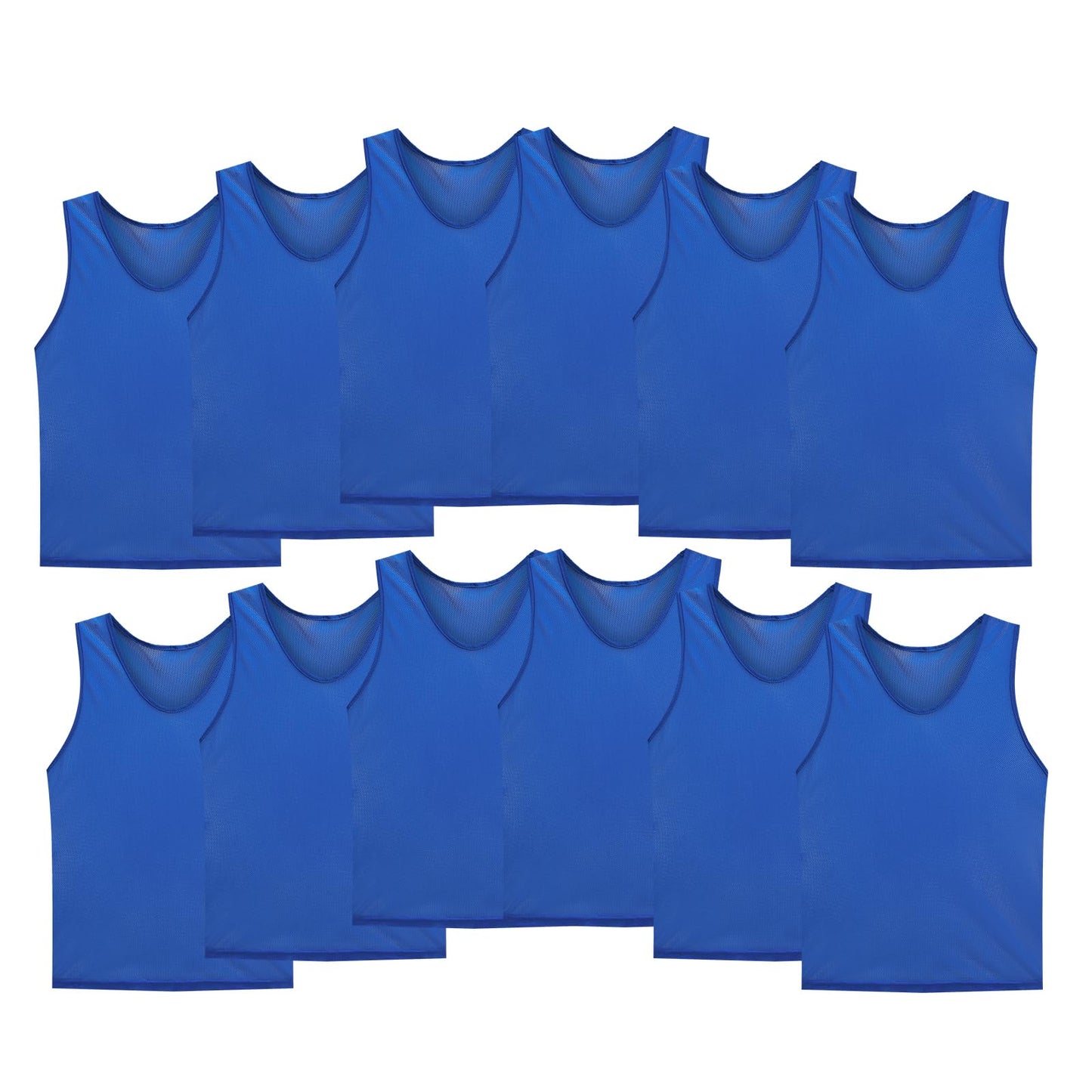 STLTYYP Sports Jerseys Mesh Pinnies Scrimmage Team Practice Vest for Kid for Teens and Adult (12 Jerseys)(L, blue)