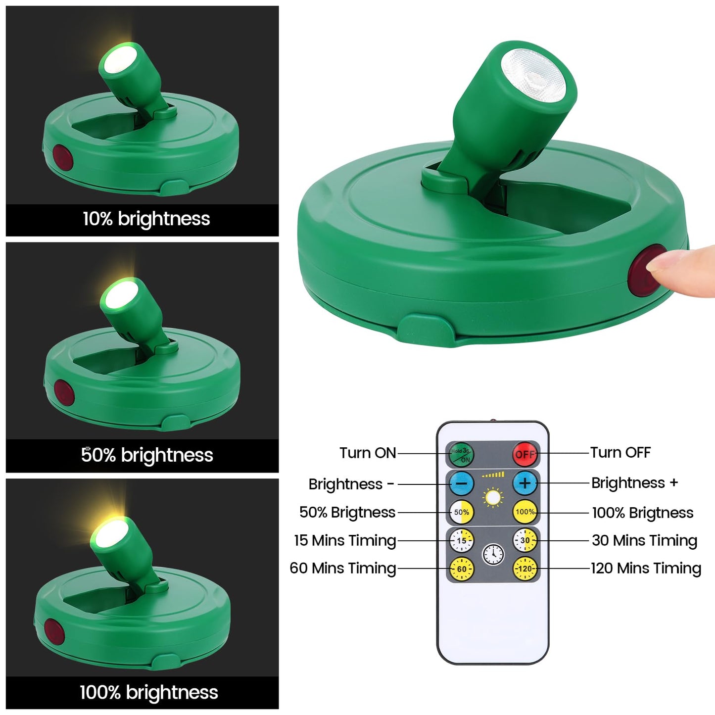 LED Spotlight Battery Powered, Wireless Picture Light, Accent Spot Light for Indoor Plant Tree, Display Puck Lights with Remote, Stick on Uplighting for Photo Painting Dartboard Wall Decor Artwork
