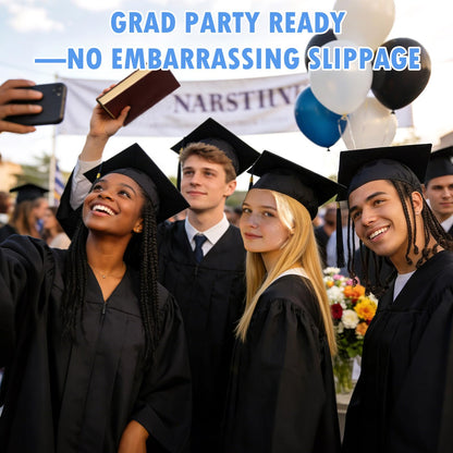 PUNCHMAN Graduation Cap Headband Insert- Black 1 Pack Firm Anti-fall Hair Band,Graduation Hat Headband Holder for Secure Grad Cap And Hairstyle,Hat Accessories for Graduates,Students,Girls