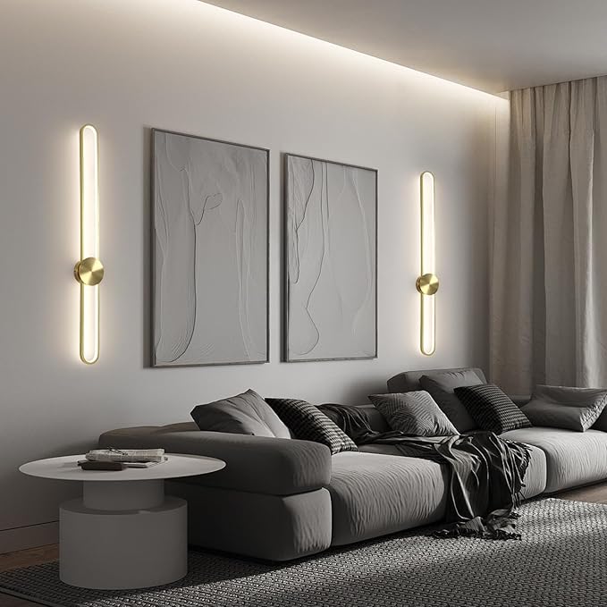JAYMP Modern Wall Sconce Dimmable LED Wall Light Fixture, Hardwired Wall Lamp for Living Room, Dining Room, Bedroom, Hallway, Lobby, Entryway (Brushed Gold, H90cm/35.4inch)