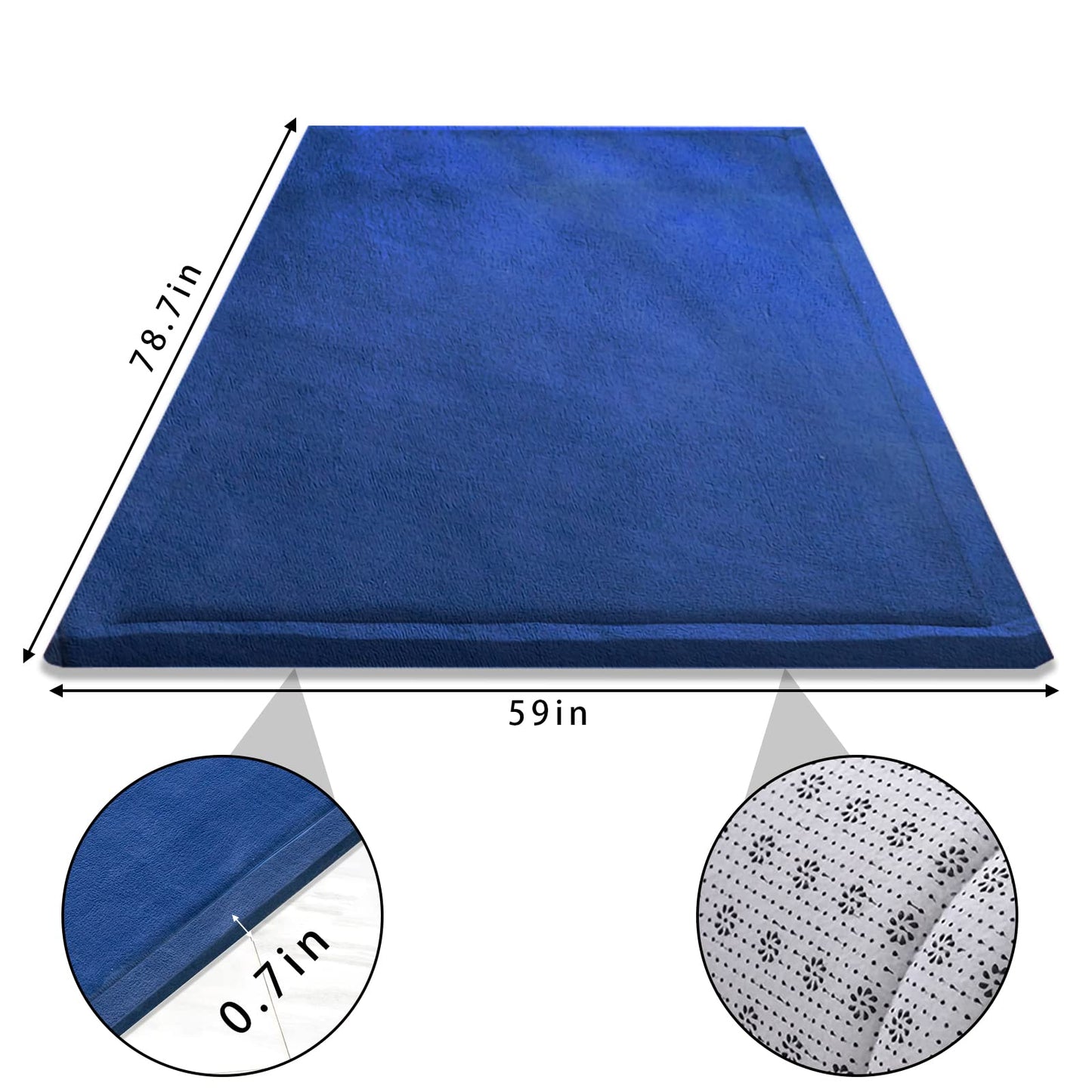 Eanpet Soft Tatami Area Rug Pad Non-Slip Memory Foam Carpet Large Playmats for Kids Crawling Non-Skid Doormats Living Room Bedroom Women Gym Mat (Navy Blue)