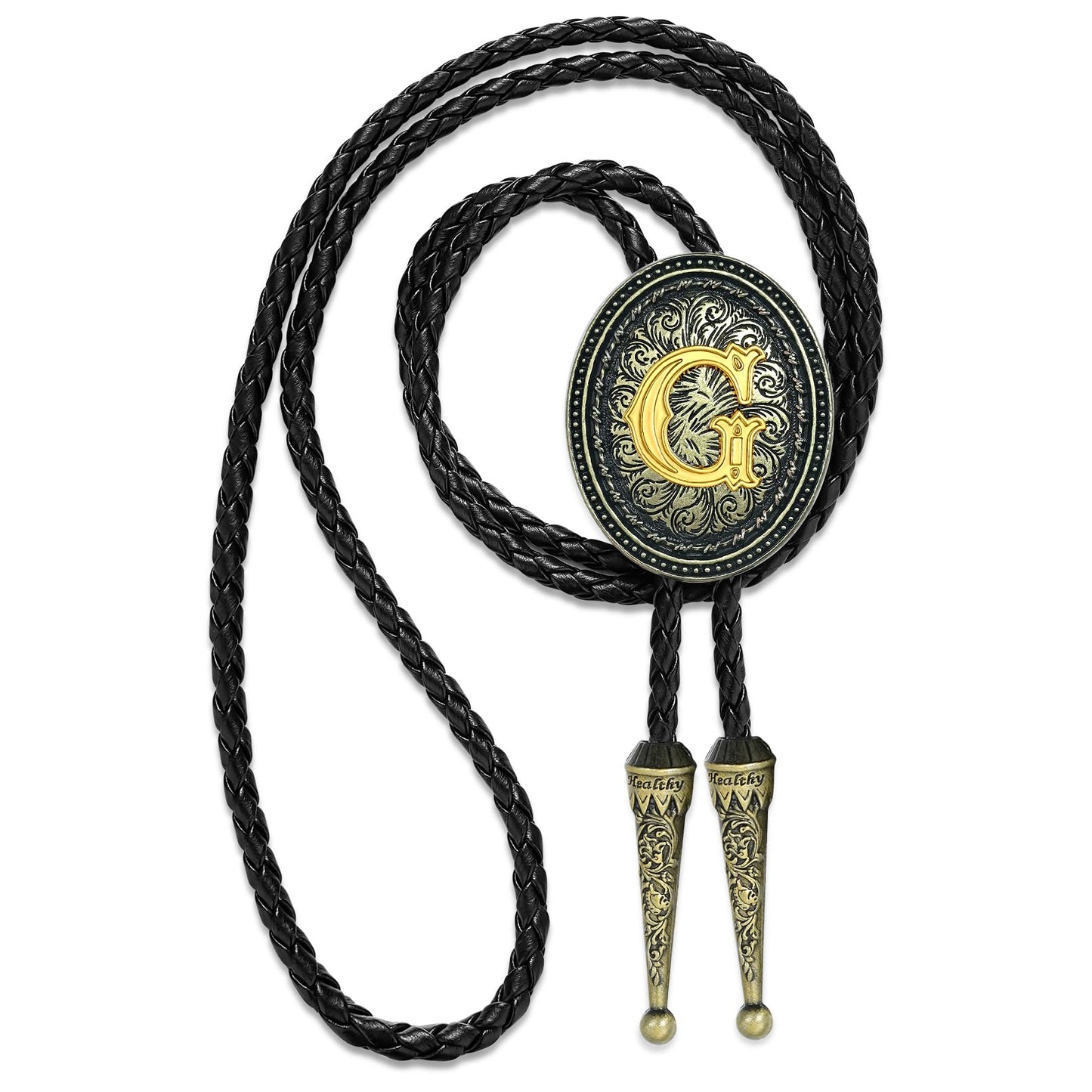 Sintcach Bolo Tie for Men Women, Western Cowboy Initial Letter Bolo Ties, Vintage Leather Necktie Western Accessories Cowboy Gifts, G