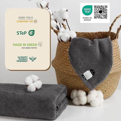 SEMAXE Grey Bath Towels Set of 4, 100% Cotton Luxury Bathroom Towels, and