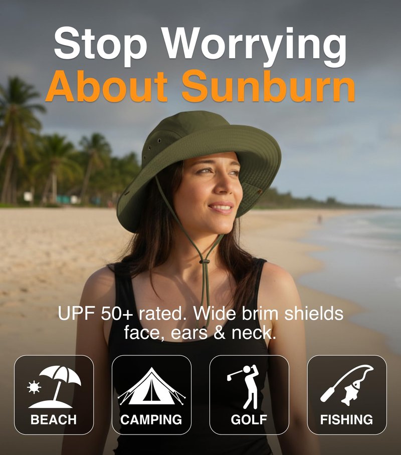 GearTOP UPF 50+ Safari Hats for Women Sun Hats for Men & Women, Mens Bucket Hat Hiking Golf Beach & Fishing Hat for Men