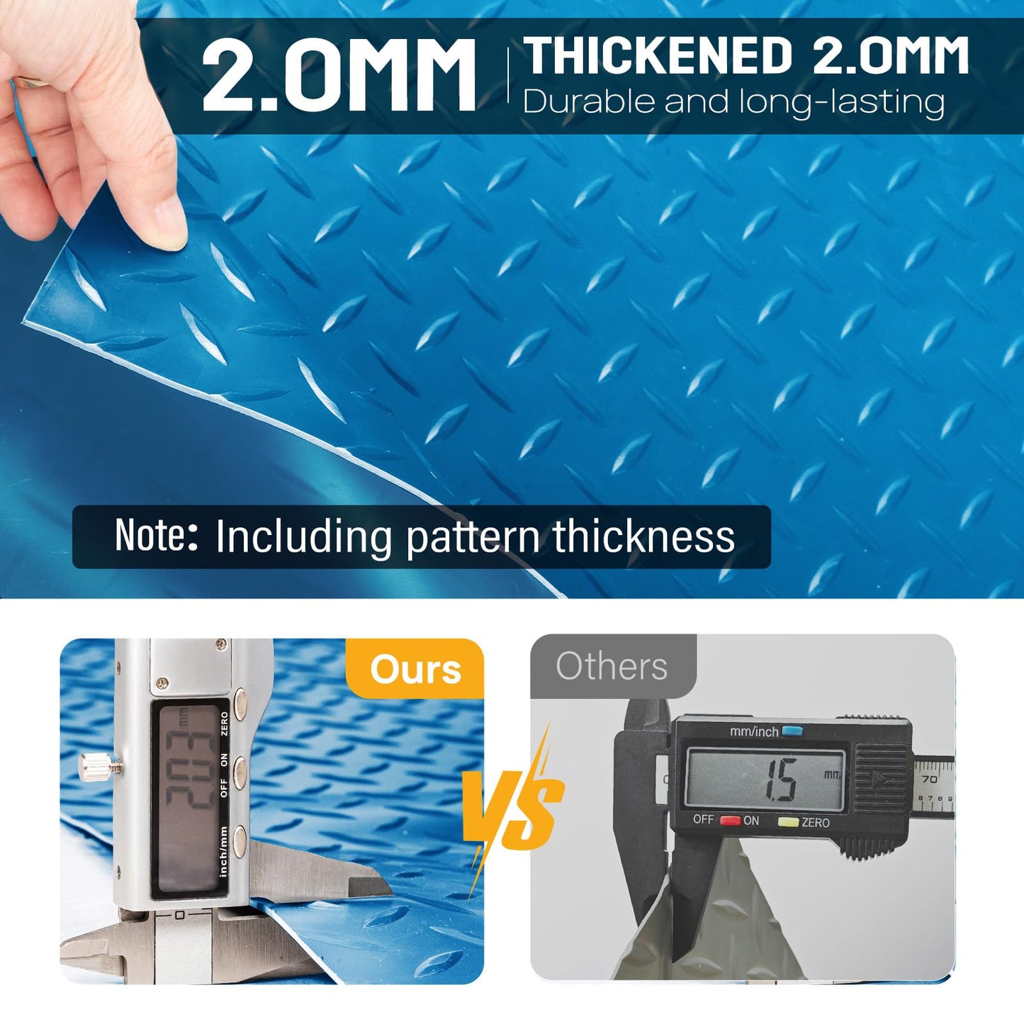TUFFIOM 7.5 x 17 FT Garage Floor Mat, Thickened Diamond Plate PVC Garage Mats Flooring Roll for Under Car, Garage Car Parking Mats for Compact SUVS, Sports Car