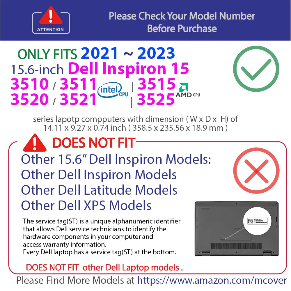 mCover Case Compatible ONLY for 2021-2023 15.6" Dell Inspiron 15 3510 3511 3515 3520 3521 3525 Series Laptop Computer (NOT Fitting Other Dell Models) - Purple