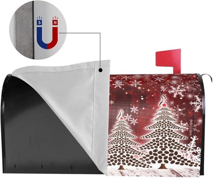 Christmas Mailbox Covers Xmas Tree Snowflake Magnetic Letter Post Box Cover Standard Size 21 x 18 Inch Garden Yard Home Decorative