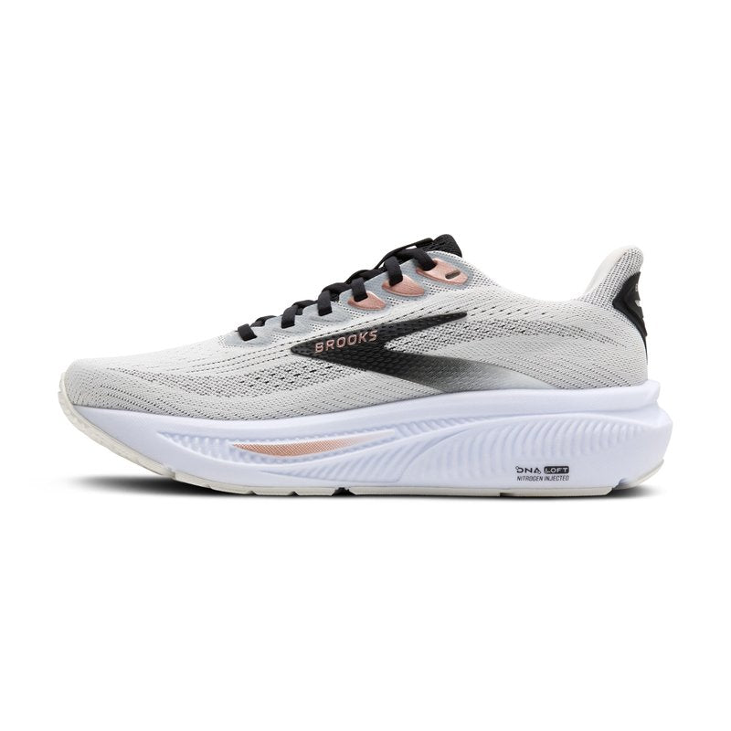 Brooks Women’s Ghost 17 Neutral Running Shoe - White/Black/Rose Gold - 13 Wide