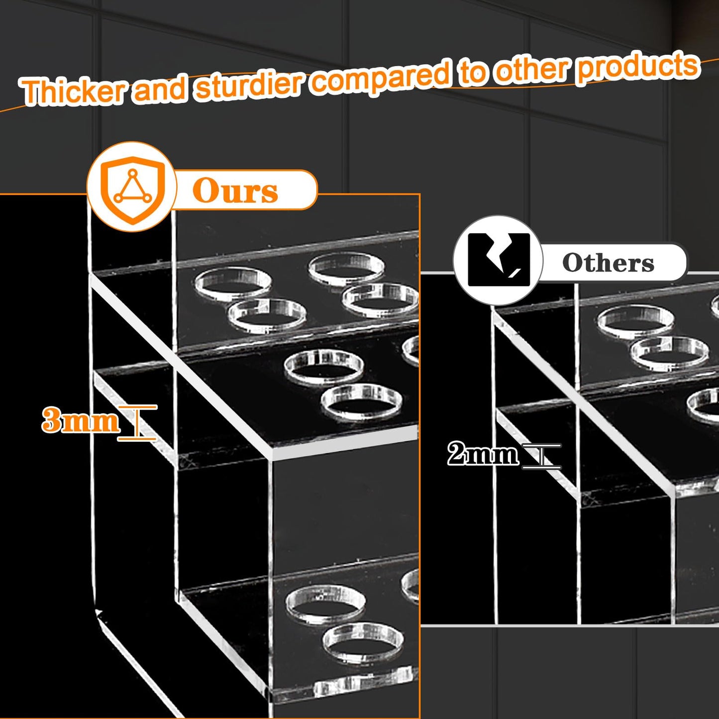 SBYURE Acrylic Pen Holder, 44-Slots Pen Display Stand Focal Pen Holder Beadable Pen Display Stand Rack Organizer for Home Office Desk School Supplies