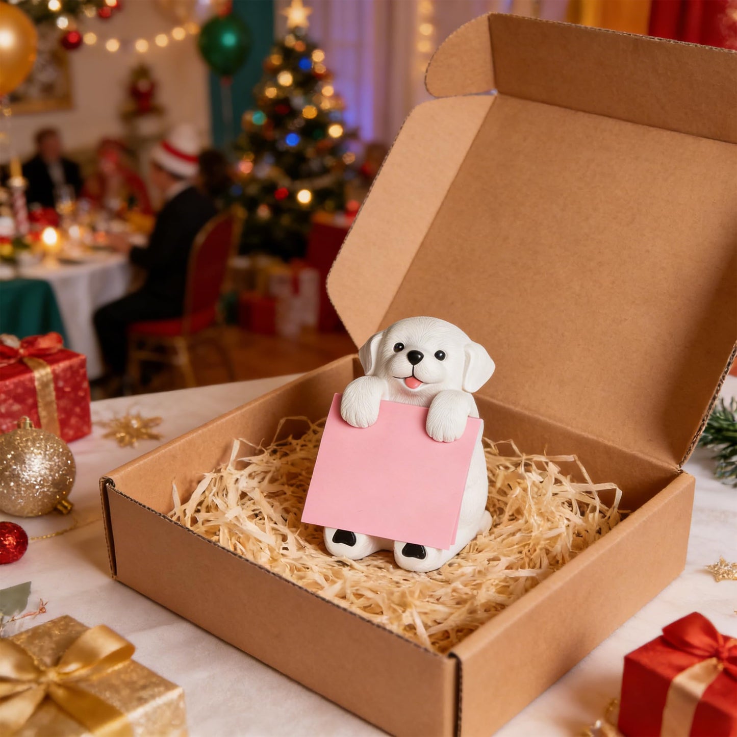 Dog Pop-up Sticky Note Dispenser, Includes 1 Pad of 3x3 in Super Sticky Notes, 100 Sheets, Resin Cute Handmade Desk Holder for Office & Home