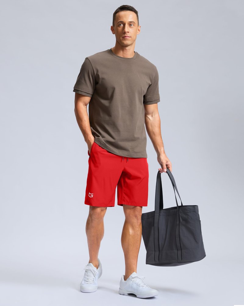 G Gradual Men's Athletic Running Shorts with Zipper Pockets Quick Dry 7"/ 5"/ 9" Workout Gym Shorts for Basketball Hiking(Deep Red,9XXL-New)