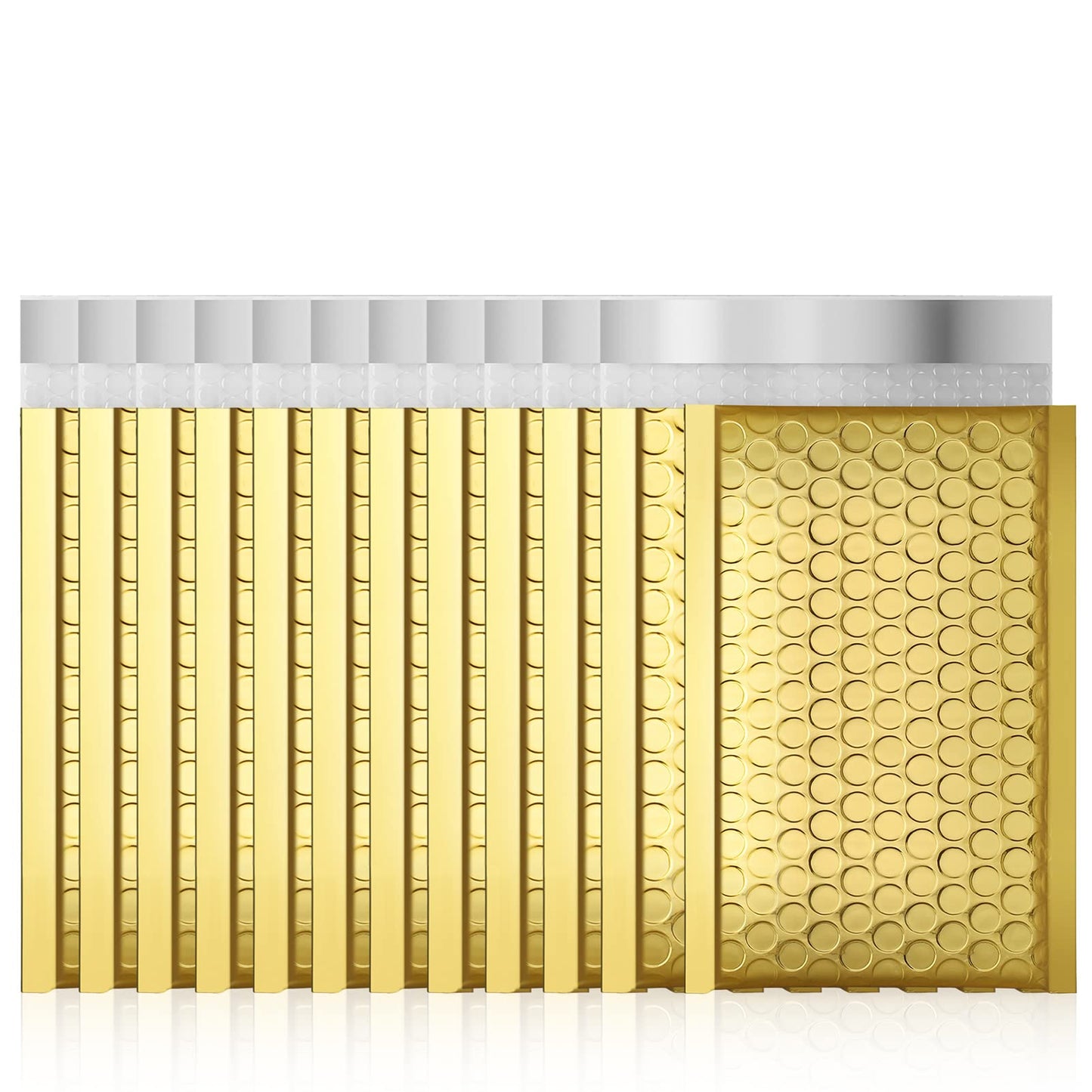 Fuxury Gold Bubble Mailers 4x8" 50 Pack, Usable Size 4X7" Strong Adhesion Metallic Bubble Envelopes,Waterproof Padded Envelopes Small Padded Mailer, Cute Packing for Jewelry, Makeup Supplie,Bulk #000