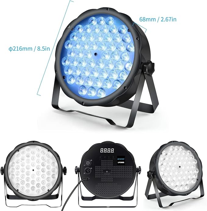 BETOPPER LED Par Lights 54 x 1.5W, RGB Stage Lights DMX DJ Lighting Sound Activated with Stand, Strobe Light & Wash Par Lighting DMX for Parties, Church, Wedding, Bars, 8 Pack