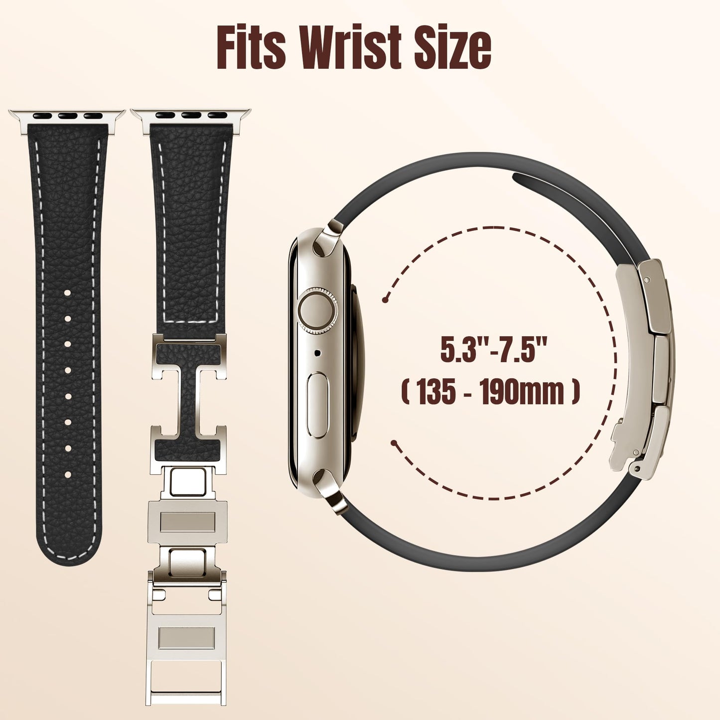 Charlam Leather Magnetic Watch Band, Compatible with Apple Watch Bands 40mm 38mm 41mm 42mm 44mm 45mm 46mm 49mm Women Men, Top Grain Leather Designer Strap for iWatch Series 11/10/9/8/7/6-1/Ultra 3/SE3