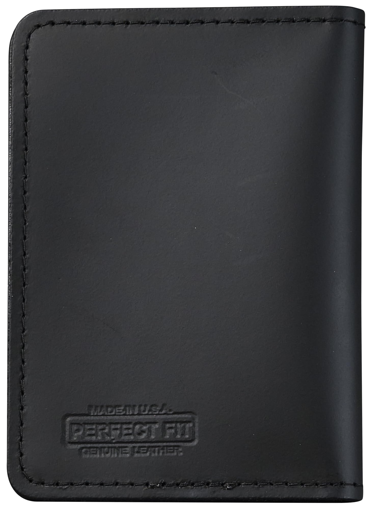 Perfect Fit Shield Wallets 2 ID Leather License Holder Bifold Double I.D. Credit Card Gun Permit Standard Card Size Slim Wallet (Black)