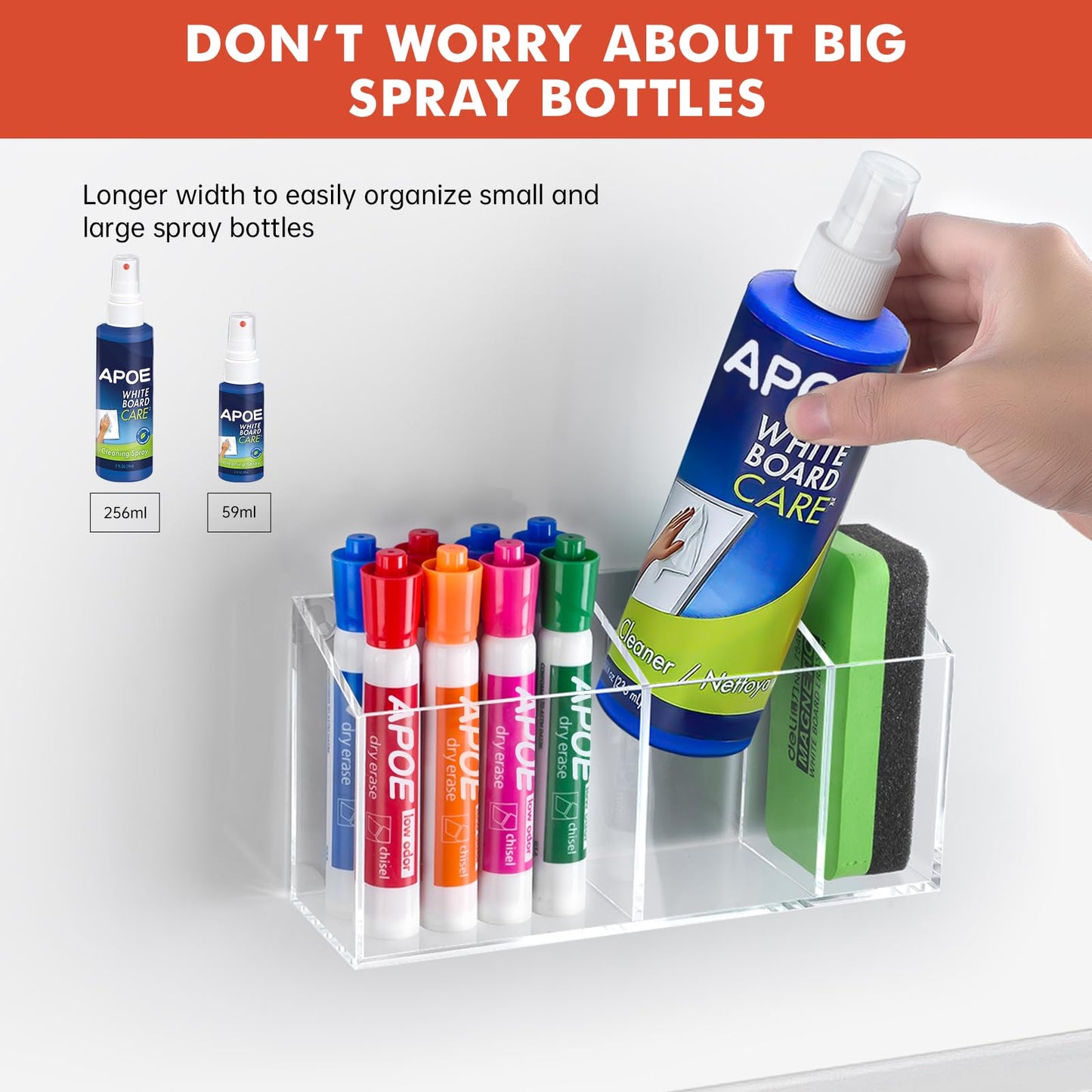 Banafich Magnetic Dry Erase Marker Holder, Acrylic Magnet Pen Holder for Whiteboard, Refrigerator, Magnetic Fridge Organizer for Office, Classroom, Whiteboard Maker Holder, Locker Organizer