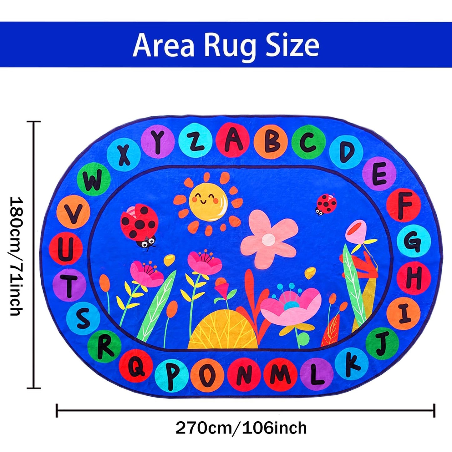 USTIDE Large Oval Kids Rug 6X9,ABC Alphabet Letters Educational & Fun Classroom Carpet Non-Slip Play Mat Learning Area Rug for Bedroom Playroom