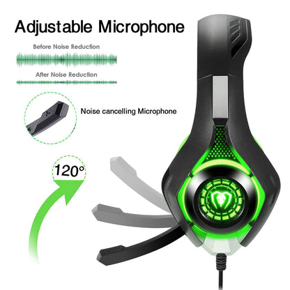 BlueFire Stereo Gaming Headset with Microphone for PS5 PS4 Xbox One Switch PC Mac – Wired Over-Ear Headphones with Surround Sound, Soft Memory Foam, Noise Canceling Mic, Light, 3.5mm Jack (Green)