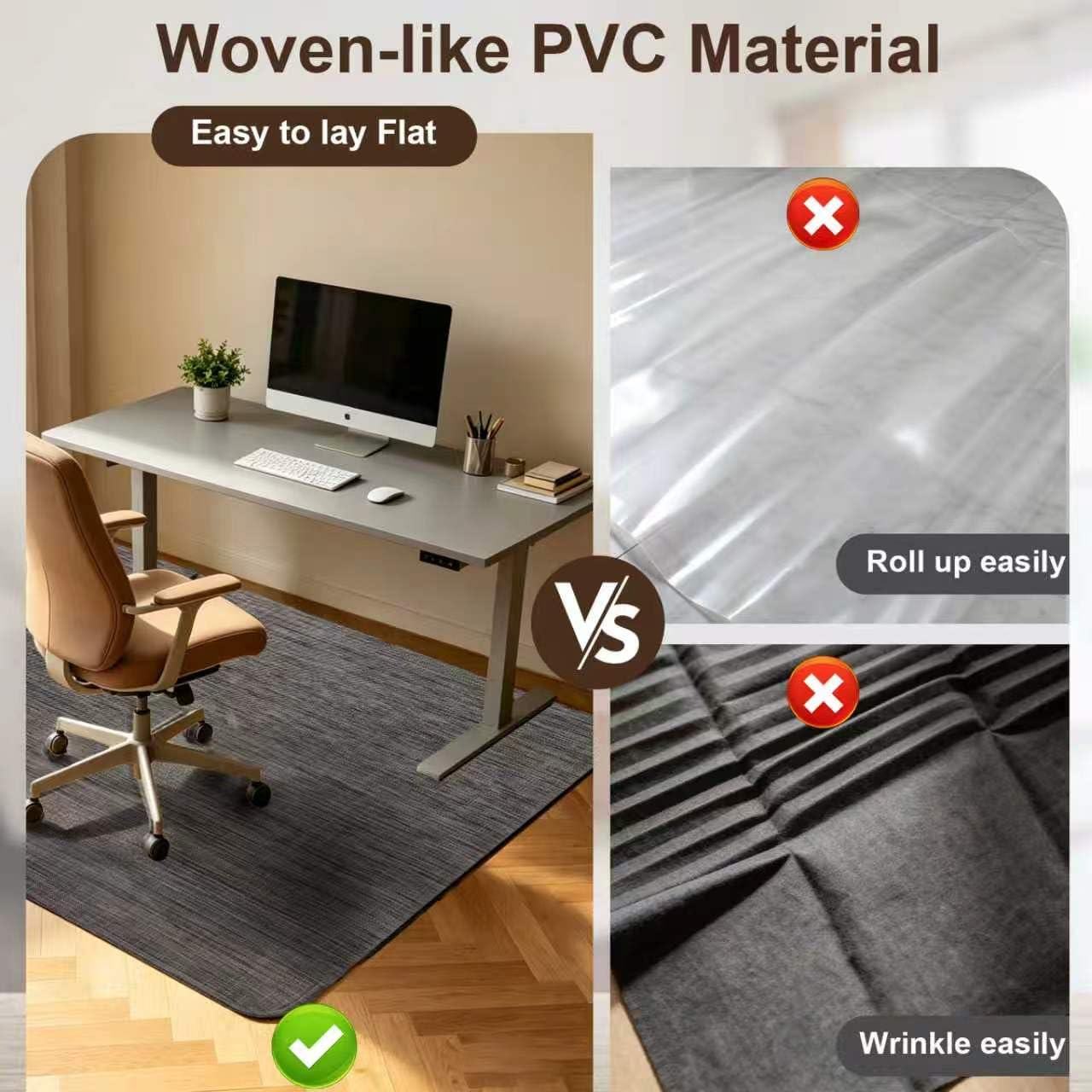 Riveroy Office Chair Mat for Hard Floors 48 x 60 inches,Not for use on Carpet,Black