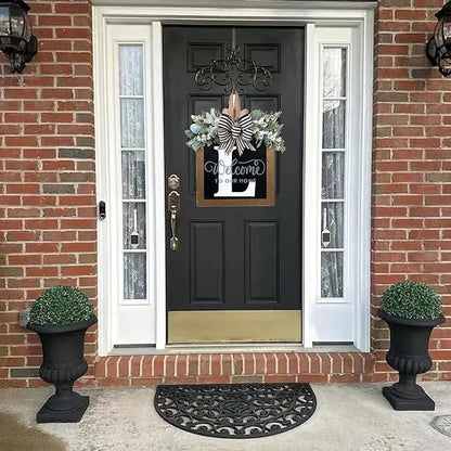 16'' Personalized Last Name Welcome Sign, Door Wreaths for Front Door Outside, Spring Wreath for Front Door Decor, Farmhouse New Home Gifts for Home (L)