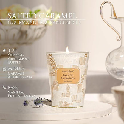 HomeLights Soy Wax Candles for Home Scented, 1-Wick Candles in Salted Caramel Scented, Rustic Modern Aromatherapy Candles Gift for Parties, Relaxing, 6.7oz