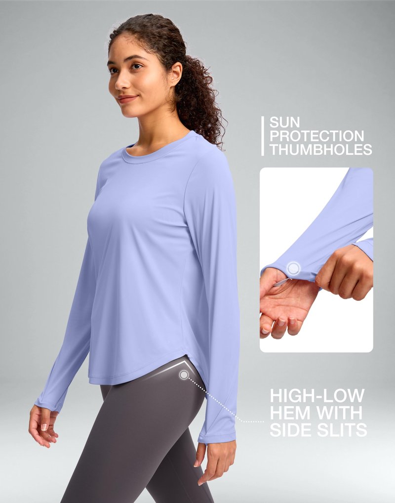 Soothfeel Women's UPF 50+ Sun Shirts Long Sleeve SPF UV Protection Rash Guard Lightweight Quick Dry Hiking Workout Tops Snow_blueXXXL
