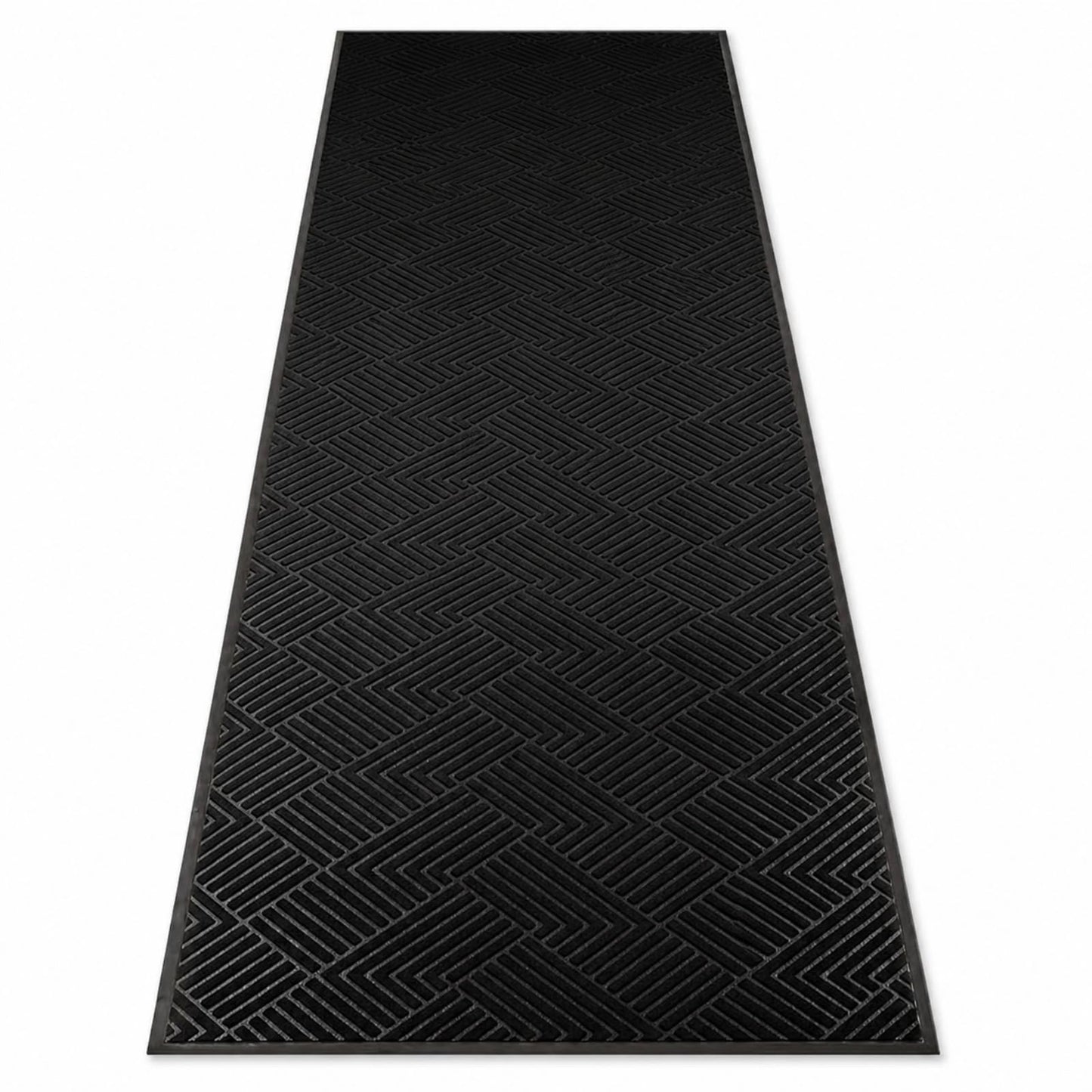 3' x 10' Commercial Runner Rug, Extra Long Front Door Mat, Hallway Runner Floor Mat with Non Slip Low Profile Backing, Indoor Outdoor Entryway Mat, Trap Dirt and Moisture for Patio, Garage, Black