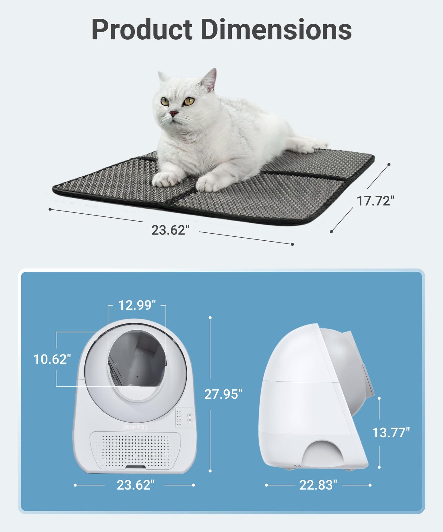 CATLINK 2026 Upgrade Self Cleaning Cat Litter Box with Mat, Automatic Litter Box for Multiple Cats 3.5 to 22 lbs, Double Odor Control, Safety Sensors
