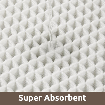 AMOAMI Waffle Bath-Mat, Absorbent Bath Mats for Bathroom Non Slip, Machine Washable Bathroom Rugs with Tassels Ultra Soft Boho Bath Rugs for Floor 24"x36" White
