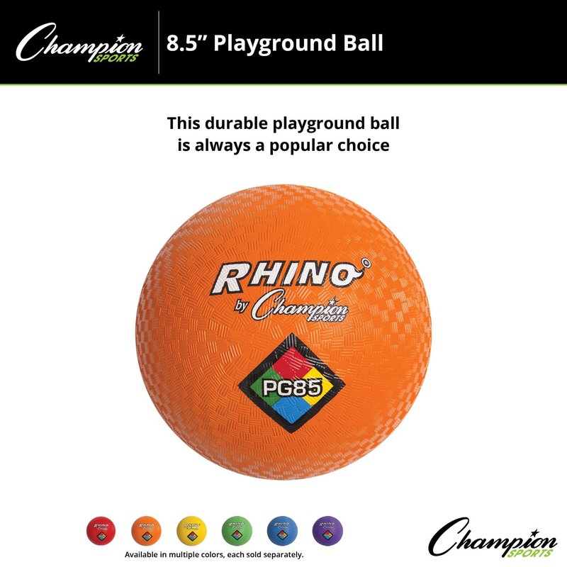 Champion Sports Rhino Playground Balls 8.5"D - Two Ply, Nylon Wound, ORANGE