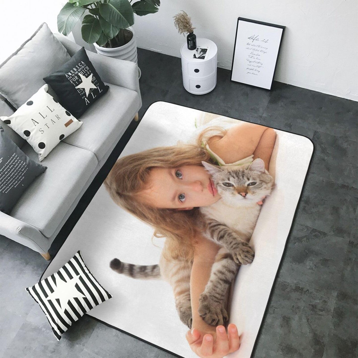 Custom Rug with Your Text Logo Picture Personalized Area Carpet Anti Slip Washable Door Mat Decorative for Bedroom Living Room Office Garden Balcony etc for Gifts 36"x24"