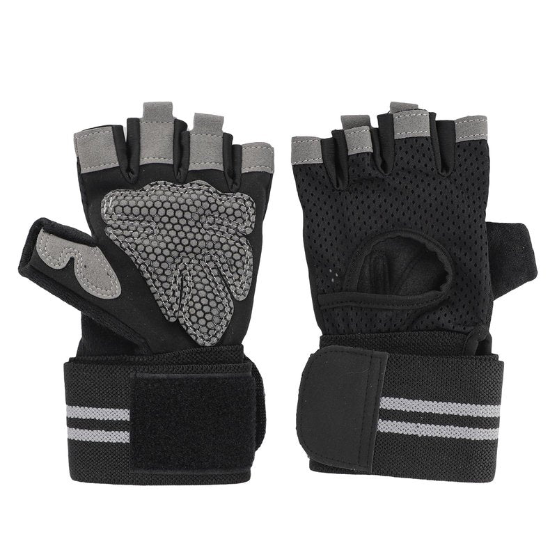 Greenery-GRE Workout Gloves with Wrist Support Weightlifting Gloves for Men Women Non-Slip Gym Gloves Fingerless Training Exercise Fitness (1, Black, X-Large-Men)