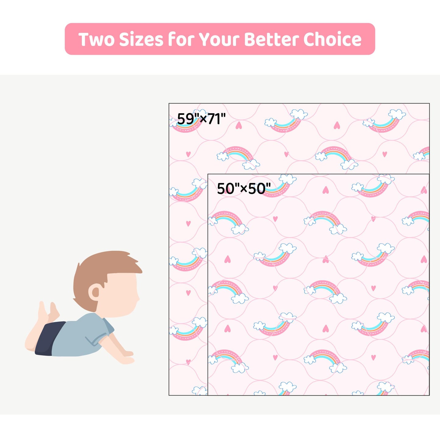 Baby Play Mat, Extra Large&Thick Baby Mat for Floor, 50 x 51 Play Mat for Baby， Foldable Padded Baby Floor Mat