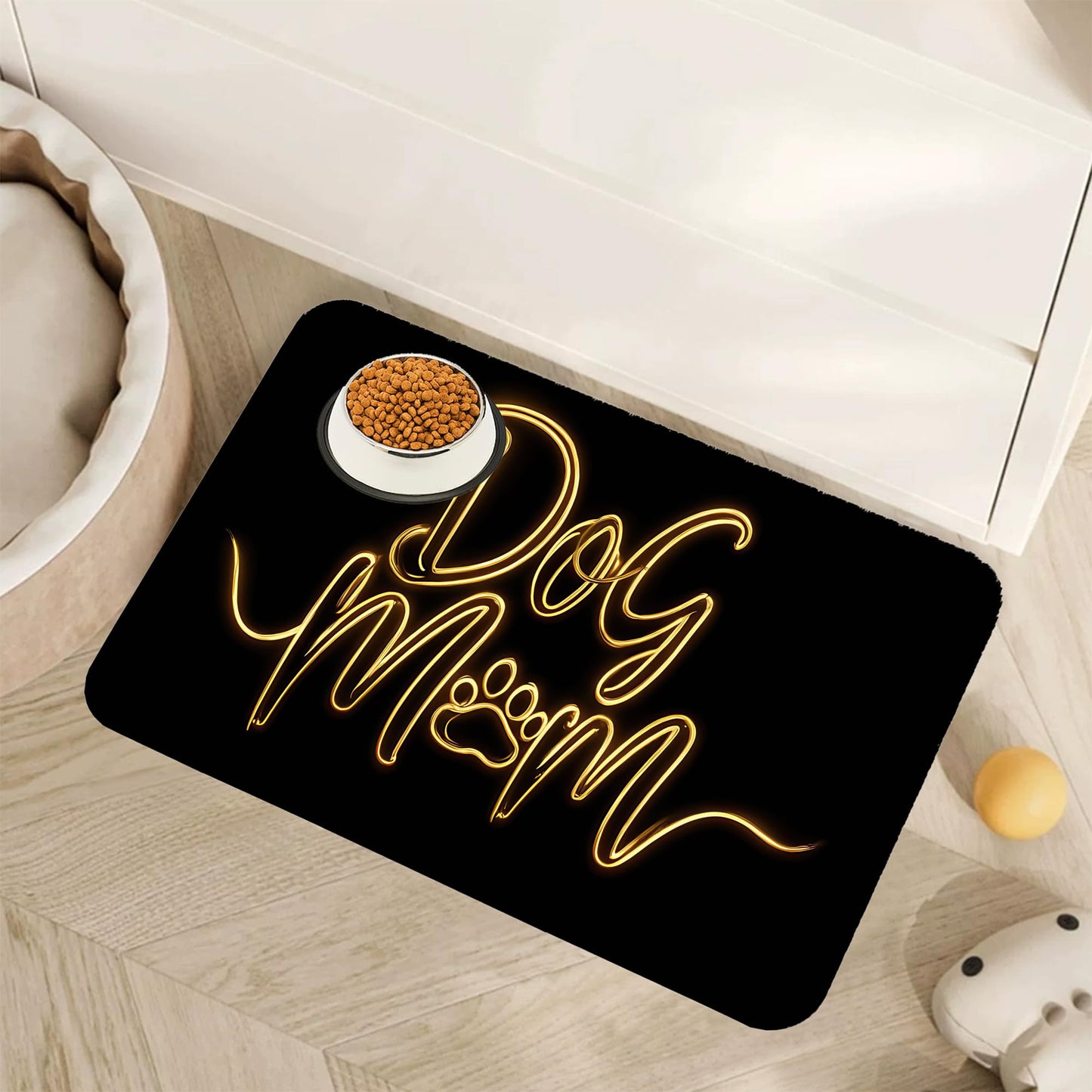 Dog Mom Food Mat for Floors,Absorbent Quick-Dry Pet Feeding Mat,Cat Dog Bowl Mats for Food and Water,Non-Slip Pet Accessories Supplies 16"x24"