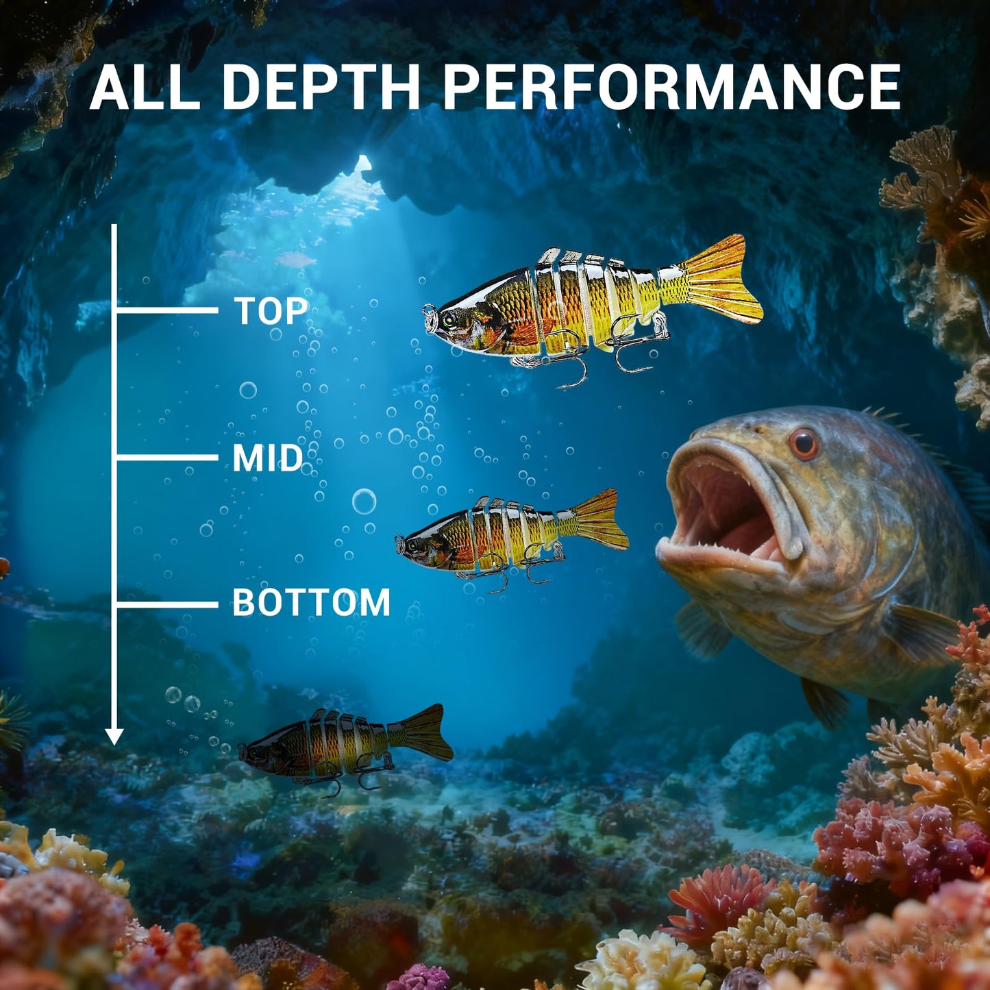 Keenjorika 5-Pack Fishing Lures Multi Jointed Fish Fishing Kits, Slow-Sinking Lifelike Segmented Swimbait Crankbaits, Realistic Swimming Action for Bass, Trout, Pike & Walleye – Freshwater & Saltwater