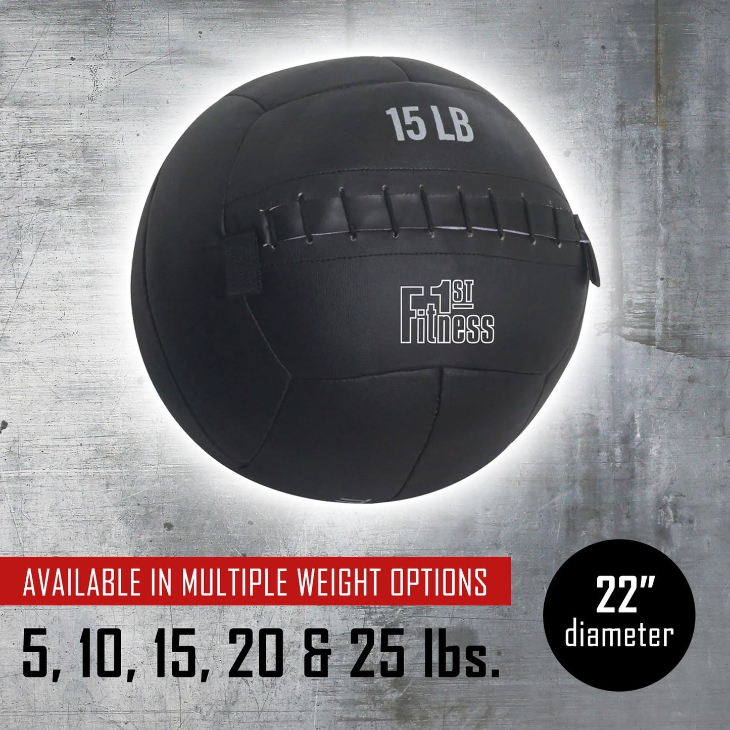 Fitness First Wall Ball – Grippable Padded Medicine Ball for Functional Strength Training, Speed, Coordination & Conditioning, Multiple Weight Options for Progressive Resistance, 5 lbs