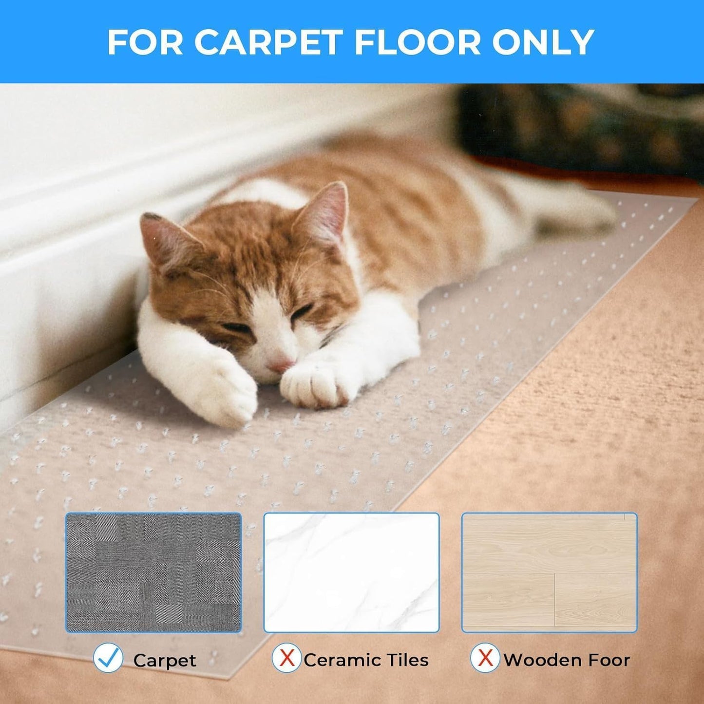 Pet Carpet Protector for Doorways - 14.9”x43.3” Clear Heavy-Duty PVC Scratch Guard | Waterproof, Non-Toxic, Cut-to-Fit Runner for Dogs & Cats (Stops Scratching, Stains) (Clear, 1 PC)