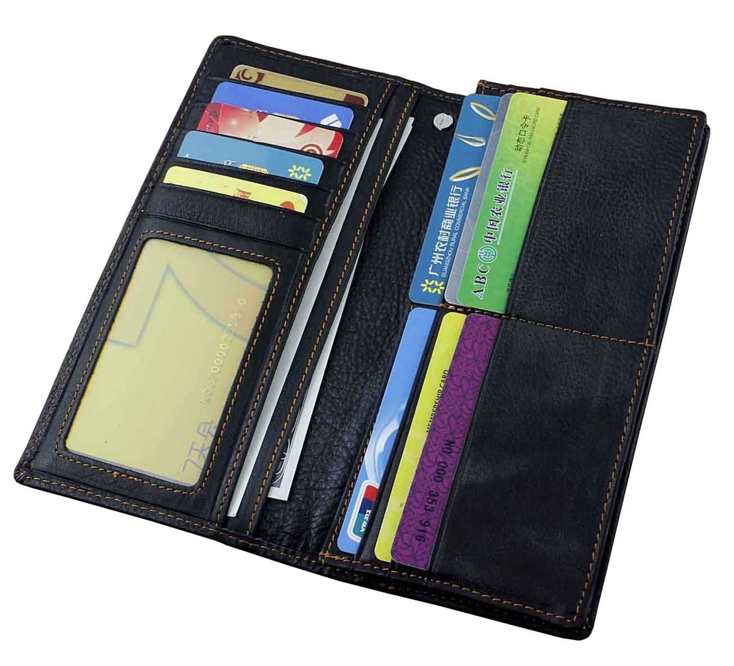 Real Leather Mens Biker Card/Money Long Wallet Purse W/Jeans Key Chain