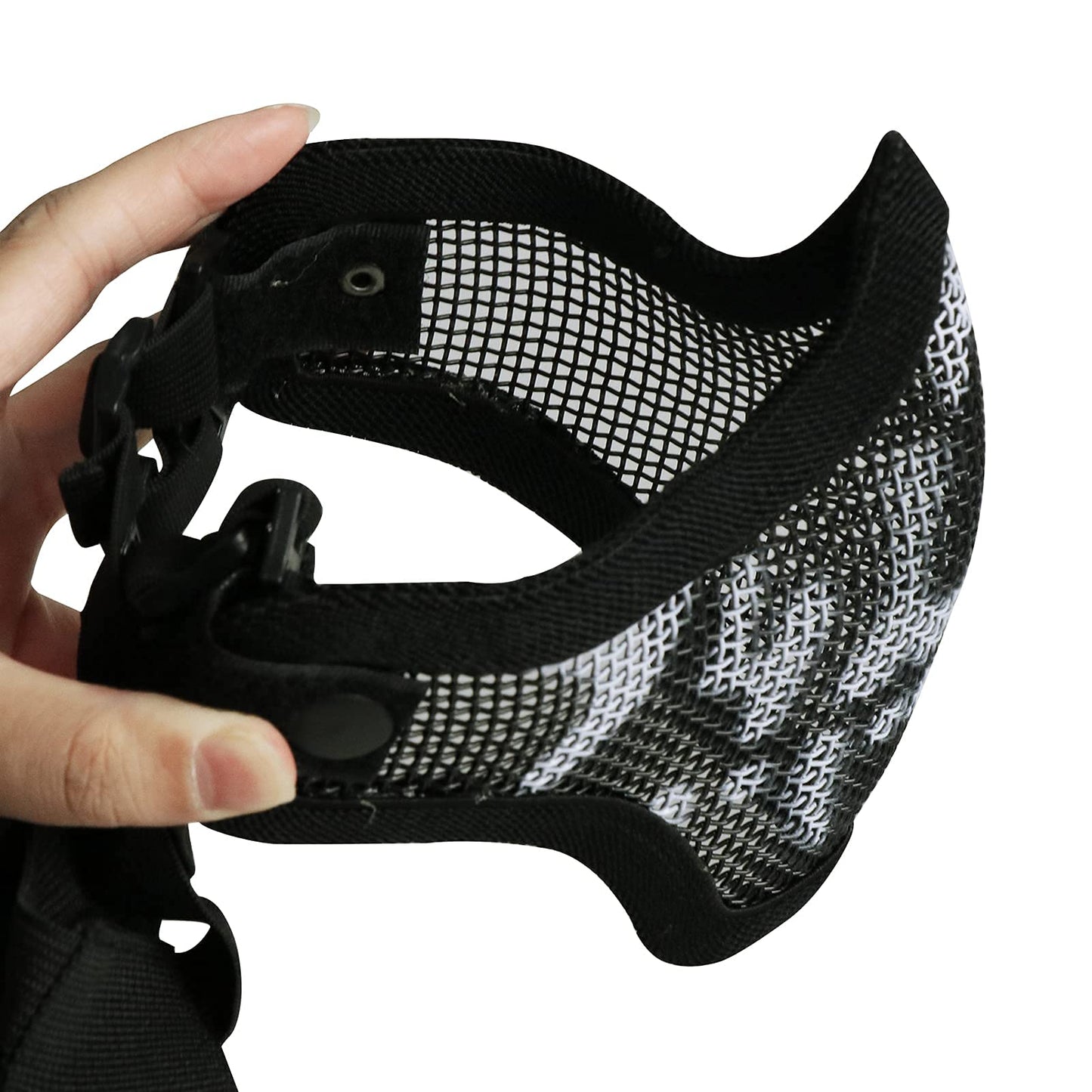 Aoutacc Airsoft Half Face Mask Steel Mesh and Goggles Set, Paintball Masks Protection Gear for Paintball BBS CS Nerf Game Cosplay Halloween Costume Accessories (Black with Pattern)