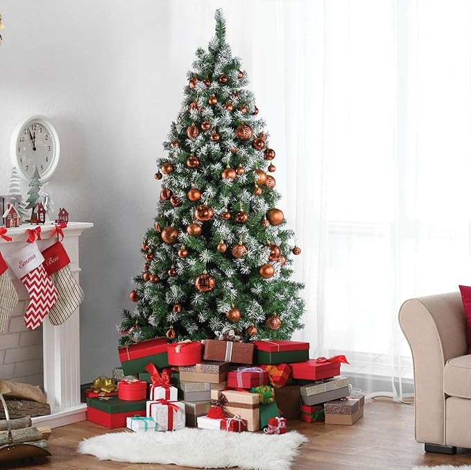 PREXTEX Christmas Tree Ornaments - Copper Orange Christmas Ball Ornaments Set for Christmas, Holiday, Wreath & Party Decorations (36 pcs - Small, Medium, Large) Shatterproof, 3 Size Combo