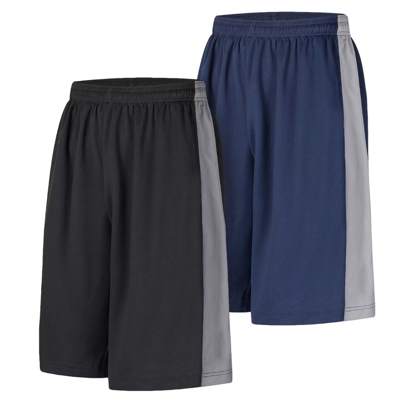 LukBerd 2 Pack Men's Long Athletic Shorts Basketball Workout Gym Shorts Below Knee Loose-Fit with Pockets XL