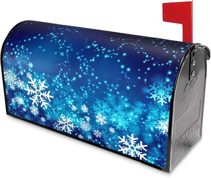 DADABULIU Mailbox Covers Christmas Snowflake Blue Xmas Winter Magnetic Letter Post Box Cover Standard Size 25.5 x 21 Inch Garden Yard Home Decorative