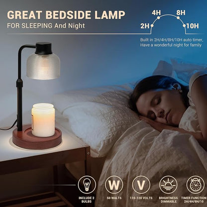 KLL Candle Warmer Lamp with Timer: Birthday Gift for Women - House Warming Gift New Home Decor - Diammable Candle Warmer for Jar Candles with 2 Bulbs