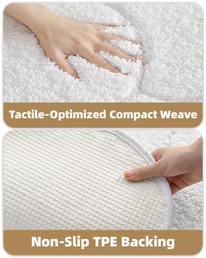 Color&Geometry White Cloud Cute Bath Mat,Non Slip Bath Mat Quick Dry Bathroom Rugs 20"x32" Absorbent Fluffy Microfiber Plush Washable Bathroom Rugs,Scalloped Bath Rug for Kids,Nursery,Floor Carpet
