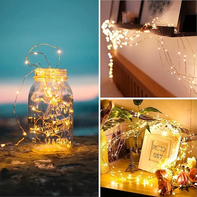 Fairy Lights Plug in,33Ft 100 LEDs Copper Lights Warm White,Christmas Lights Indoor Outdoor,Led Fairy String Lights for Bedroom Party Wedding Patio Christmas Tree Decoration