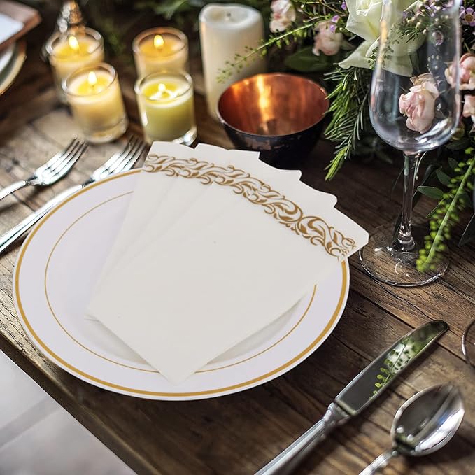 FOCUSLINE 200 Linen Feel Disposable Bathroom Napkins, Soft and Absorbent Paper