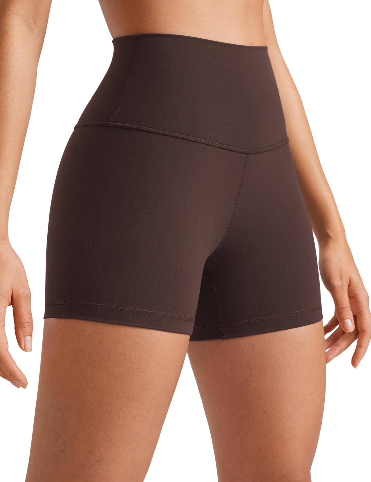 CRZ YOGA Butterluxe Biker Shorts 4" Hot Fudge Brown Medium