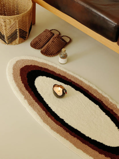 WENSHUO Ripple Oval Rug - Retro Brown Area Rug,Microfiber Absorbent Non-Slip Throw Rug,TPR Non-Slip Bottom, （47.3" L × 17.72" W）